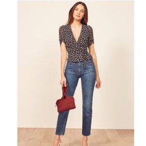 Reformation Black Vermont Charlotte Blouse, size M